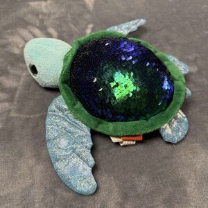 Adventure Planet Sea Turtle Sequinimal Plush 9-inch Blue Green Sensory Toy